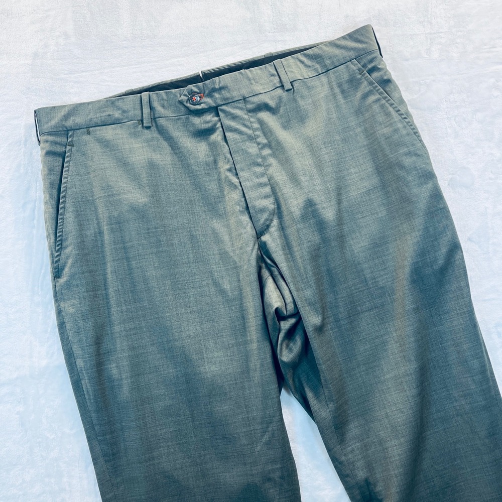 Archer Mens 38 Green 100% Super 120s Merino Wool Dress Pants Handmade in USA
